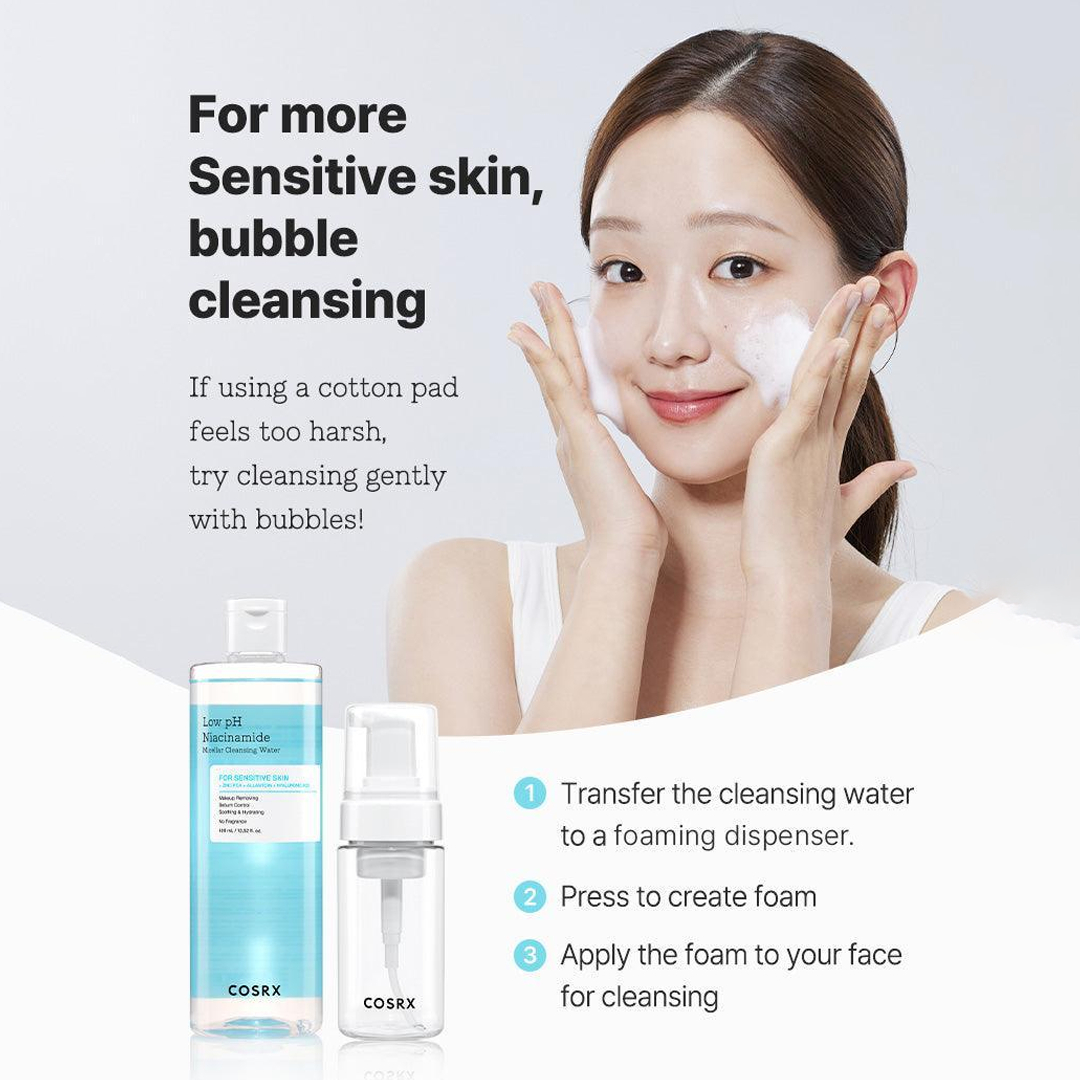 Low pH Niacinamide Micellar Cleansing Water - Gentle Makeup Remover & Pore Clarifying Cleanser