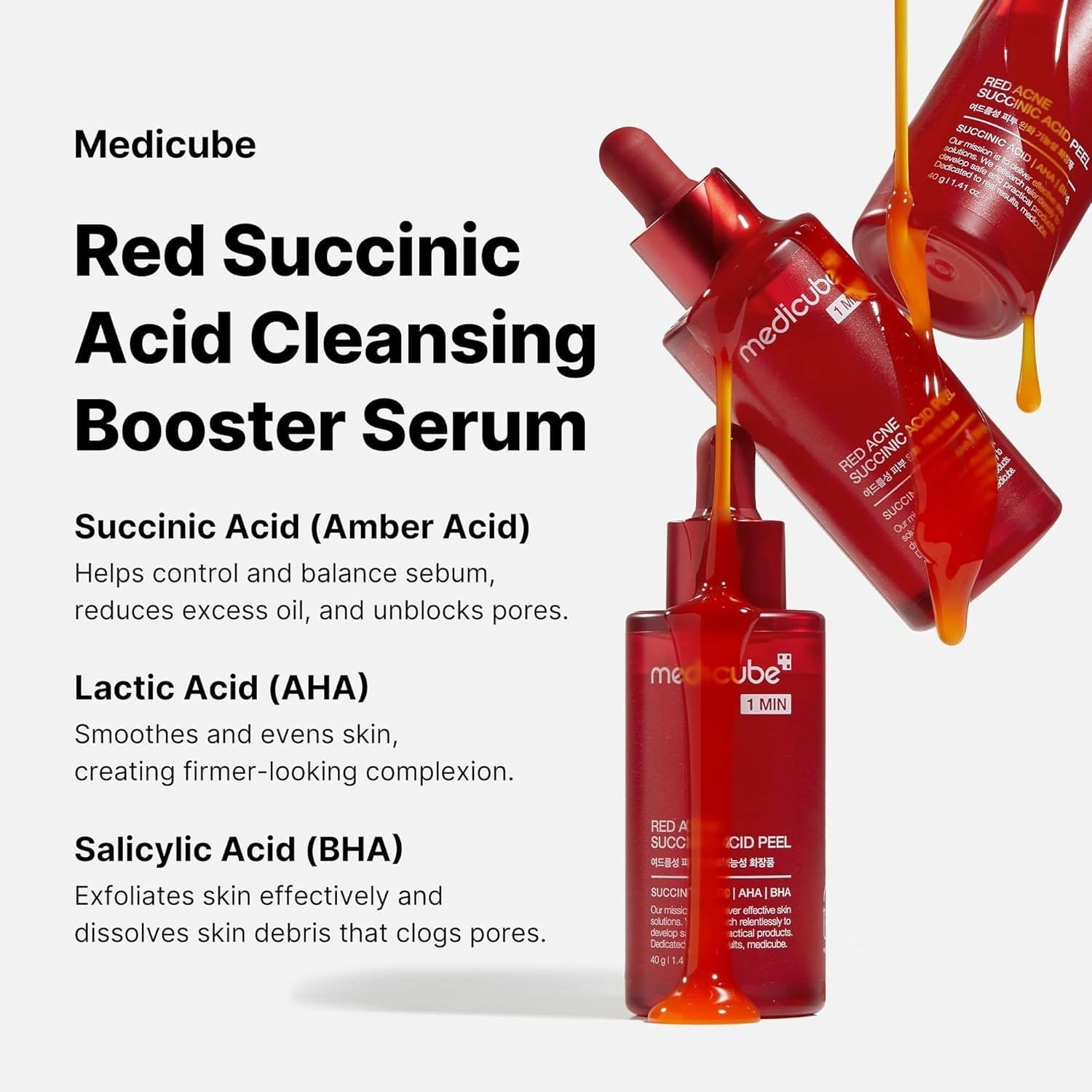 Medicube 1-Minute Red Acne Succinic Acid Chemical Peel Exfoliator - 40g