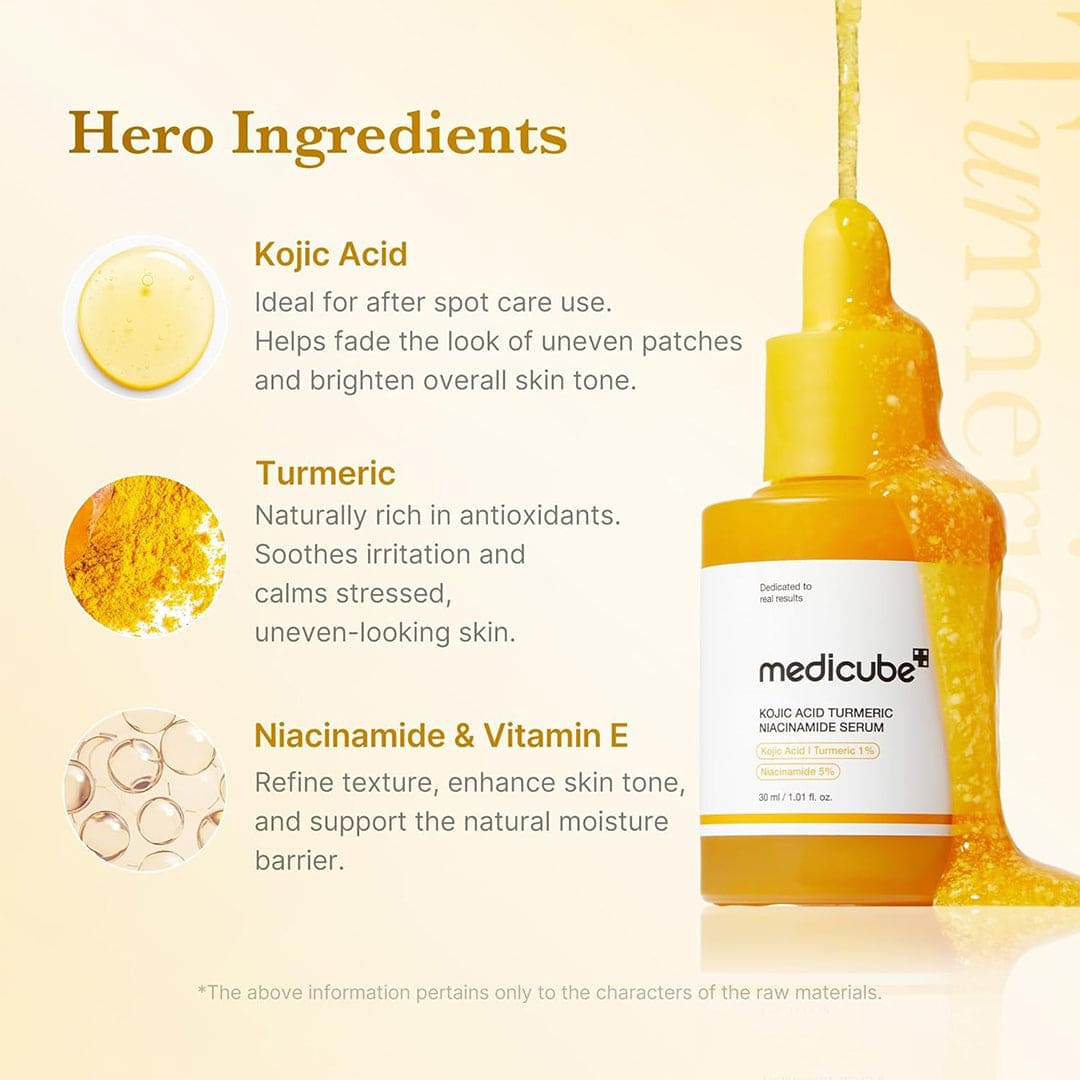 Medicube Kojic Acid, Turmeric, and Niacinamide Brightening Serum - 30ml
