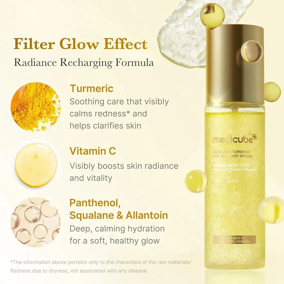 Medicube Kojic Acid and Turmeric Vita Jelly Mist Serum - 100ml Brightening Facial Spray