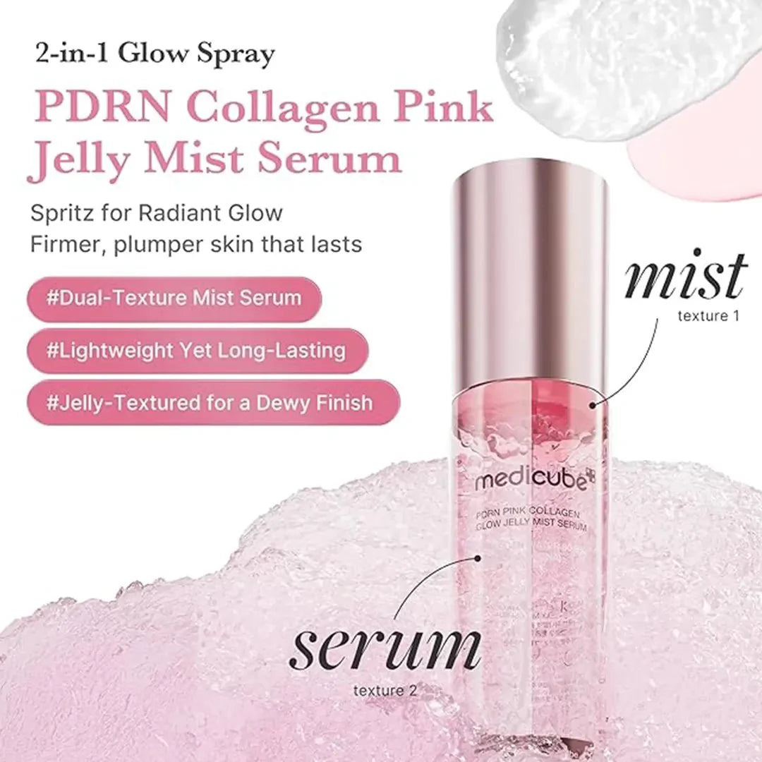 Medicube PDRN Pink Collagen Glow Jelly Mist Serum - 100ml - Hydrating and Firming Facial Spray