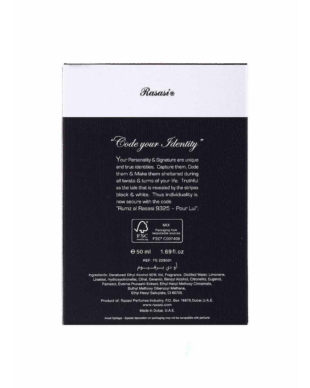 Al Rasasi Rumz Al Rasasi 9325 Pour Lui Eau de Parfum for Men